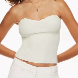 Aritzia Wilfred White Strapless Ribbed tube top